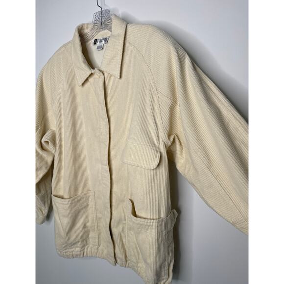 Vintage 80s/90s SK & Company Cream Corduroy Jacket puffy shoulders Hong Kong 12 - Picture 13 of 14